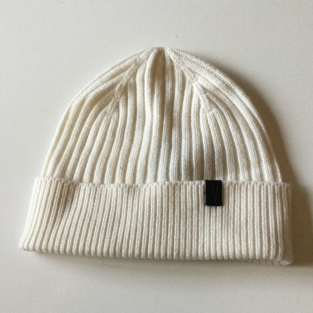 ALLSAINTS RIB MIX KNIT BEANIE IN CHALK WHITE OS UNISEX ADULT NWOT